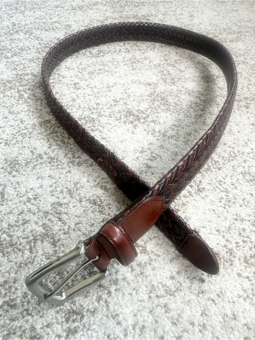 Brown Leather Weaved Adjustable Men’s Belt 32